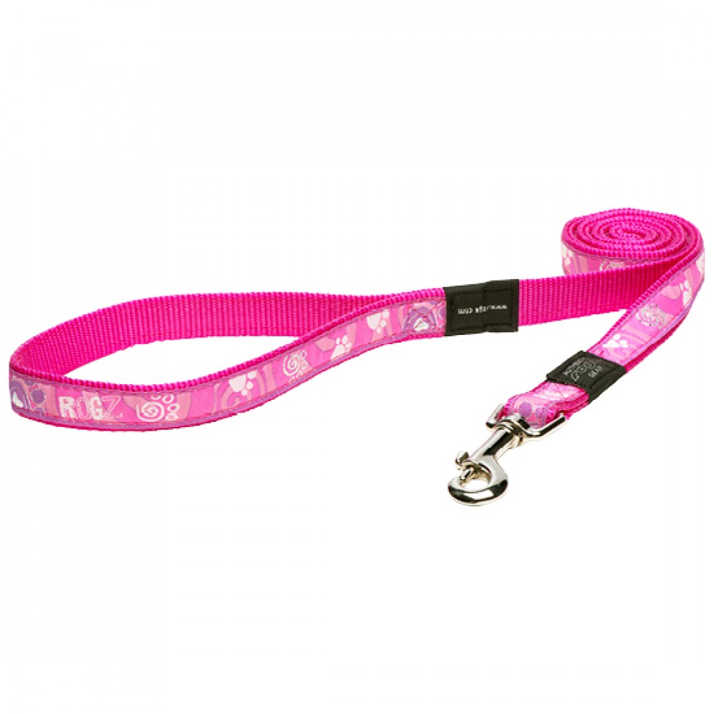 Rogz поводок для собак нейлоновый, Fancy dress XL расцветка Pink Paw, несколько размеров Rogz поводок для собак нейлоновый, Fancy dress XL расцветка Pink Paw, несколько размеров