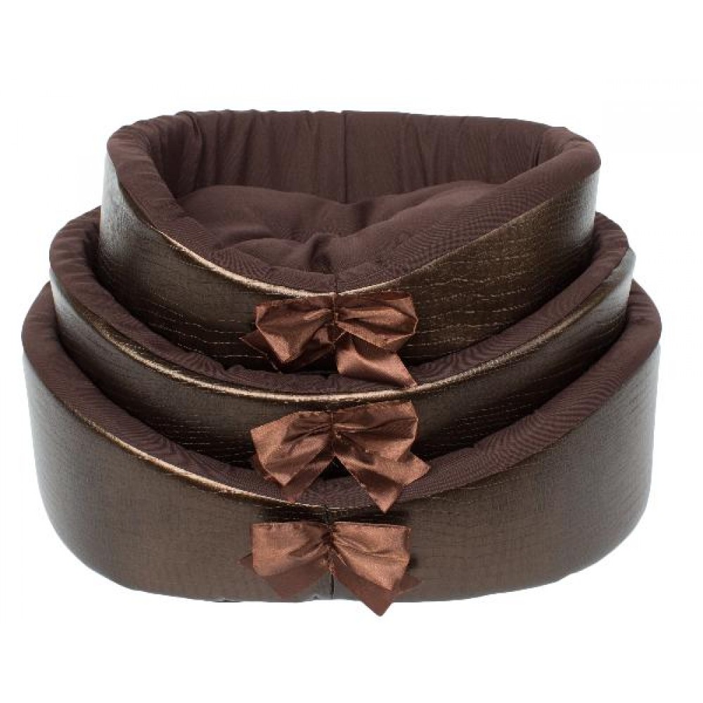 Лежанка для кошек овальная, основа из кожезаменителя коричневая, ДиАнКари разные размеры Лежанка для кошек овальная, основа из кожезаменителя коричневая, ДиАнКари разные размеры