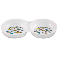 Beeztees Двойная фарфоровая миска для кошки с изображением рыб, 2х0,2л*22см (арт. ВЕТ651054)