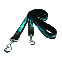 Rogz поводок перестяжка нейлон, Fancy dress M расцветка Turquoise Chrome 1,6 см.*1,6 м. (арт. RHLM12BK)