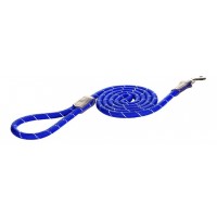 Rogz поводок удлиненный нейлон, натуральная кожа Rope L голубой 1,2 см.*1,8 м. (арт. RHLLR12B)