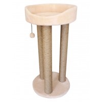 Когтеточка Тренога с лежанкой из меха и джута (выс. 85 см, шир. 42 см) Cat House (арт. CH36)