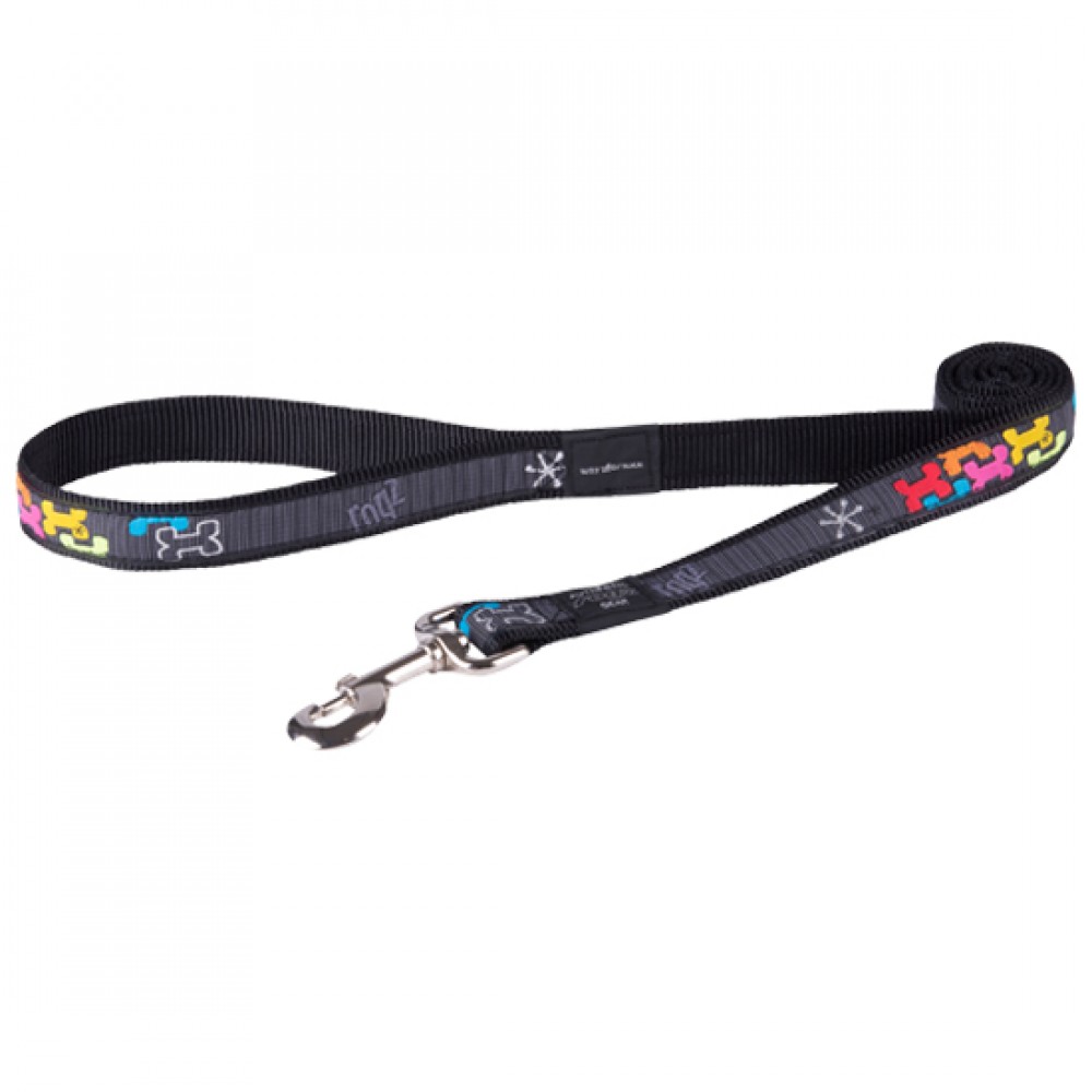 Rogz Поводок для собак Beach Bum Lijn Multi Bone Black, несколько размеров Rogz Поводок для собак Beach Bum Lijn Multi Bone Black, несколько размеров