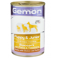 Gemon Puppy - консервы для щенков кусочки курицы с индейкой (415 гр)