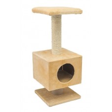 Redplastic Домик-когтеточка СМАРТ квадратный, на подставке (сизаль, мех Plush) 27*27*64 см (арт. 8183)