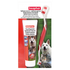 Beaphar TOOTH BRUSH+PASTE combipack - Паста для чистки зубов у собак 100 г + зубная щетка (арт. DAI15407)