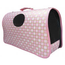 Сумка-переноска для собак Pink Chess жесткий каркас, с ремнем ДиАнКари