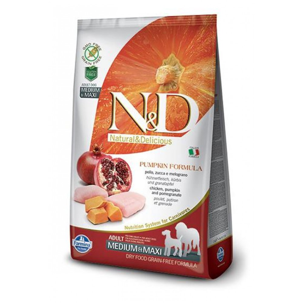 Farmina N&D PUMPKIN Chicken - беззерновой корм для собак средних и больших пород (курица с гранатом и тыква) Farmina N&D PUMPKIN Chicken - беззерновой корм для собак средних и больших пород (курица с гранатом и тыква)