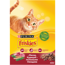 Friskies - сухой корм для взрослых кошек с мясом и полезными овощами