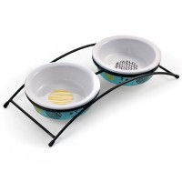Triol Миска керамическая на подставке для кошек, Глазурь, 2*0,12л (арт. ТР 30231013)