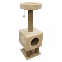 Когтеточка Домик на ножках из меха и джута (выс. 1,05 м, шир. 35 см) Cat House (арт. CH28)