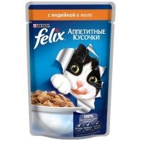 Felix Аппетитные кусочки - консервы для взрослых кошек с индейкой в желе (85 гр.)