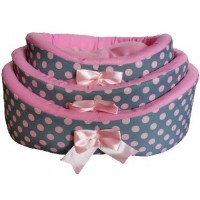 Лежанка овальная для кошек ДиАнКари, розовые в горошки, разные размеры