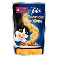 Felix Sensations - влажный корм для кошек кусочки в желе с уткой со шпинатом 85 гр