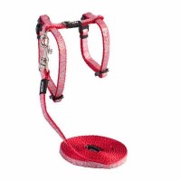 Rogz Шлейка + поводок Sparklecat Tuig+Lijn красный, длина поводка 1.8 м., грудь 19,8-30 см. (арт. RCLJ252C)