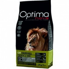 Optimanova HAIRBALL CHICKEN & RICE - сухой корм для кошек, выведение шерсти