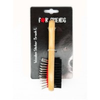 Двустороння щетка с деревянной ручкой For Friends для кошек, несколько размеров