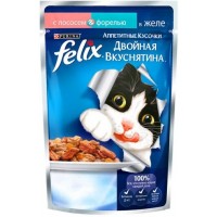 Felix Аппетитные кусочки - паучи для кошек с лососем и форелью в желе (85 гр.)