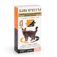 Веда БИОРИТМ со вкусом морепродуктов для кошек - функциональный витаминно-минеральный комплекс, 48 табл.