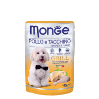 MONGE GRILL POUCH CHIK/TURKEY - Влажный корм (пауч) для собак с кусочками курицы и индейки (100 г)