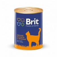 Brit Cat BEEF&LIVER MEDLEY-консервы для кошек Мясное ассорти с печенью 340 г
