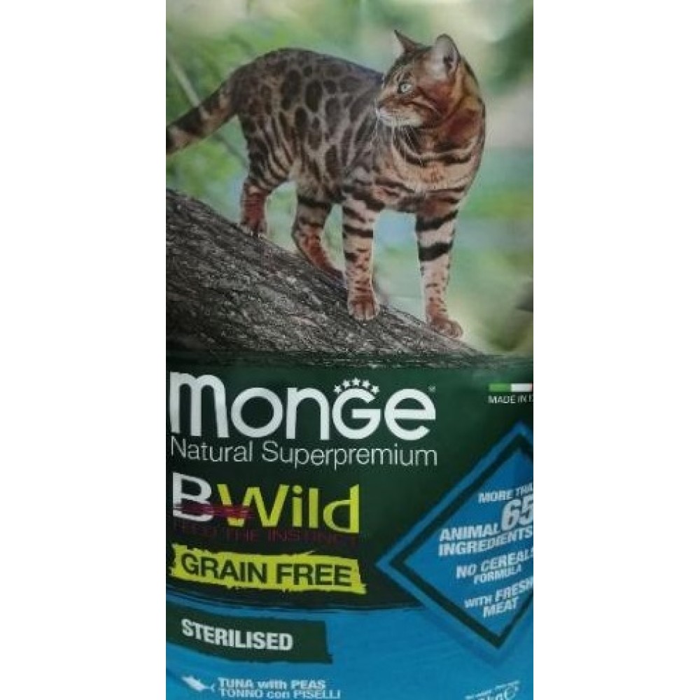 Monge BWild Cat Sterelized Tuna - сухой беззерновой корм для стерилизованных кошек с тунцом Monge BWild Cat Sterelized Tuna - сухой беззерновой корм для стерилизованных кошек с тунцом