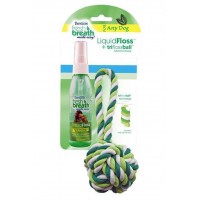 Tropiclean FRESH BREATH LIQUIDFLOSS+ROPE BALL - Гигиеническое средство для собак + игрушка, 118 мл (арт. TYZ 001268)
