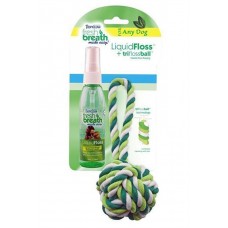 Tropiclean FRESH BREATH LIQUIDFLOSS+ROPE BALL - Гигиеническое средство для собак + игрушка, 118 мл (арт. TYZ 001268)