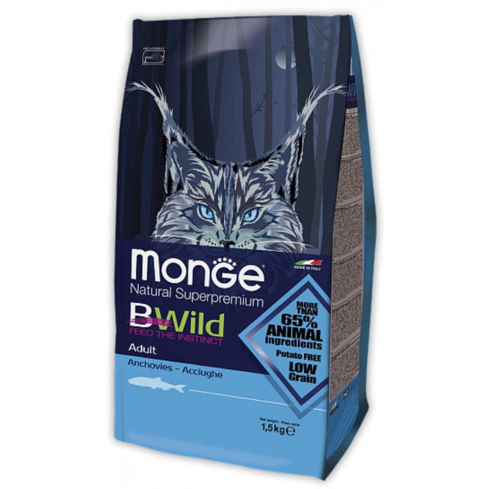Monge Cat PFB BWild ANCHOVIES - корм для кошек с анчоусами Monge Cat PFB BWild ANCHOVIES - корм для кошек с анчоусами