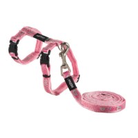 Rogz Шлейка + поводок Sparklecat Tuig+Lijn розовый, длина поводка 1.8 м., грудь 19,8-30 см. (арт. RCLJ252K)