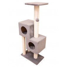 Когтеточка-игровой комплекс Двойной домик из меха и хлопка (выс. 1,27 м, шир. 55 см, гл. 31 см) Cat House (арт. CH43)